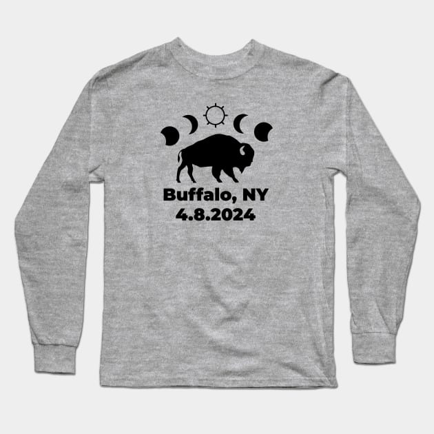 Buffalo Total Solar Eclipse 2024 Long Sleeve T-Shirt by KatelynDavisArt